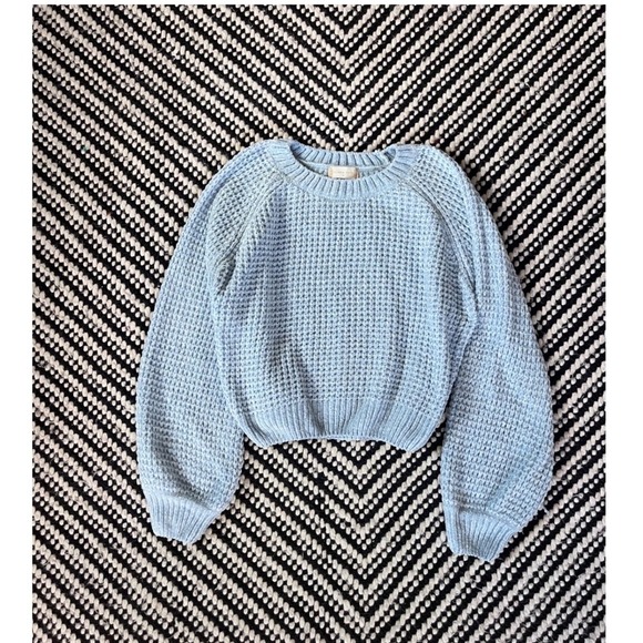 Altar'd State Sweaters - Altar'd State Womens Blue Chenille Waffle Knit Crewneck Sweater Size M Pullover